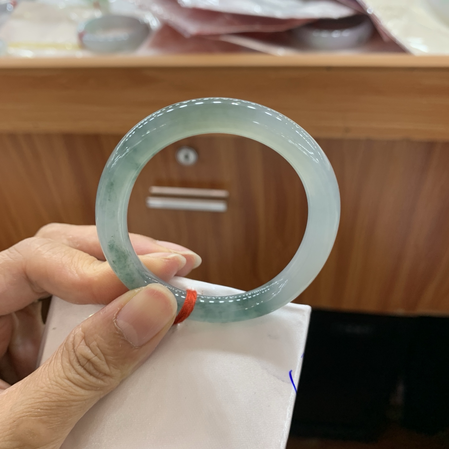 042006FN飘花贵妃翡翠手镯52.5-45.2-8-7.7