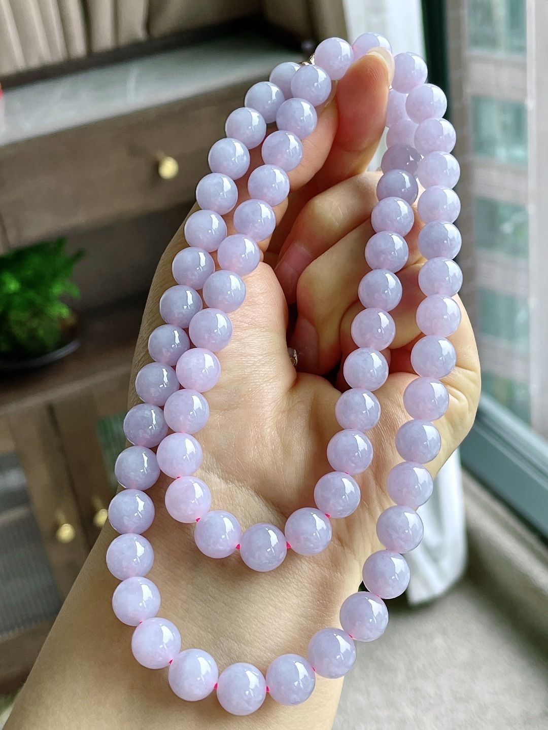 冰珠链圆珠珠子珠链，缅料 性比高，9.8mm，33cm，111.5克