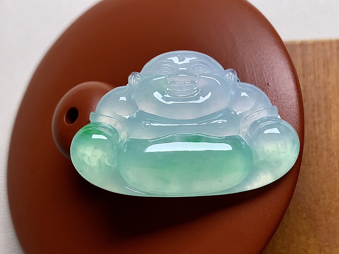 ️ 冰种阳绿佛公 色泽青翠漂亮，种水，无裂尺寸31.2*20.3*3.8 超值