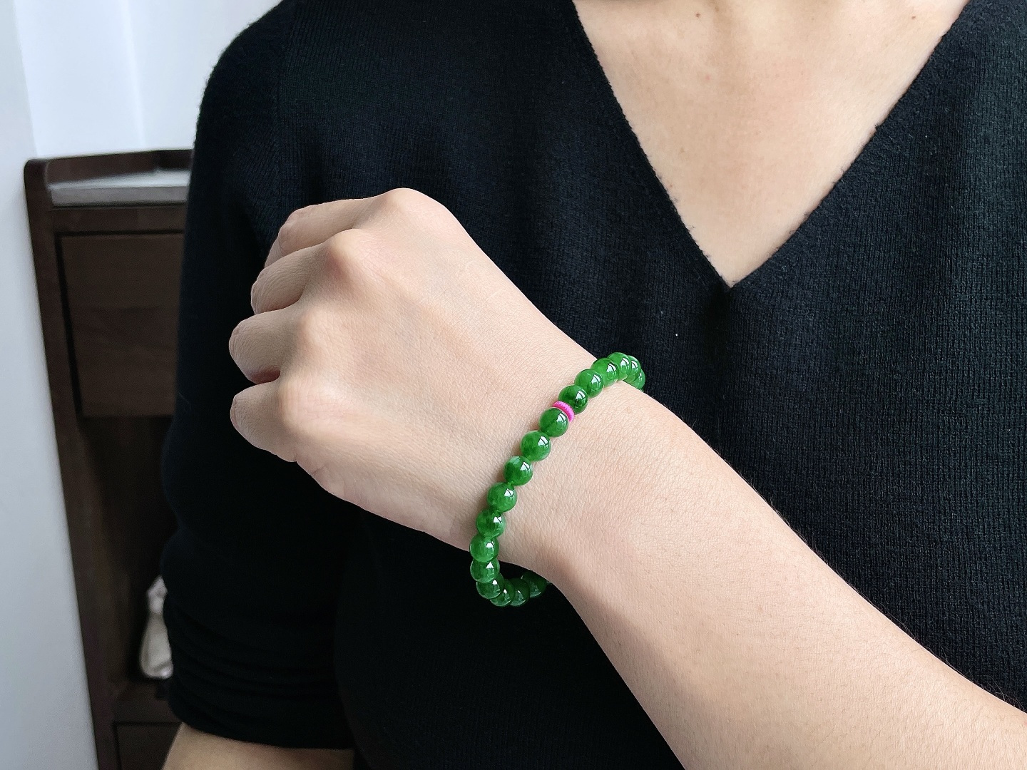 冰阳绿手串圆珠珠子手串，缅料 性比高，7.5mm，18克