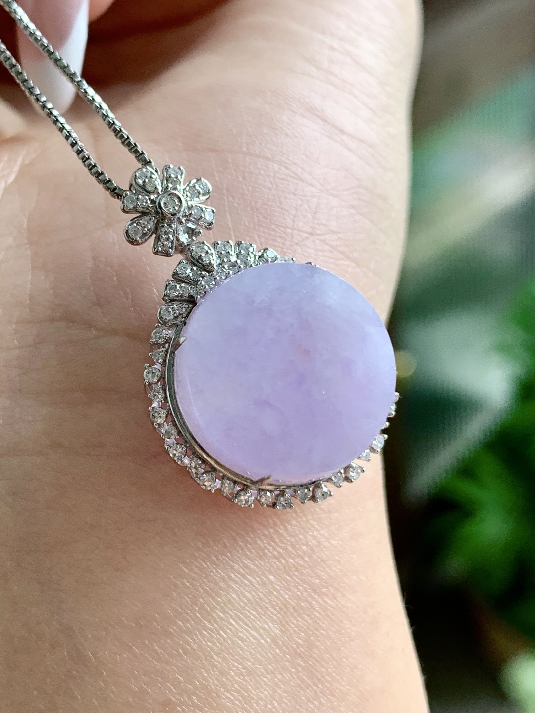 冰圆牌无事牌吊坠，18k金镶嵌，无裂，性比高，29-19.7-9，16-5，4.8克