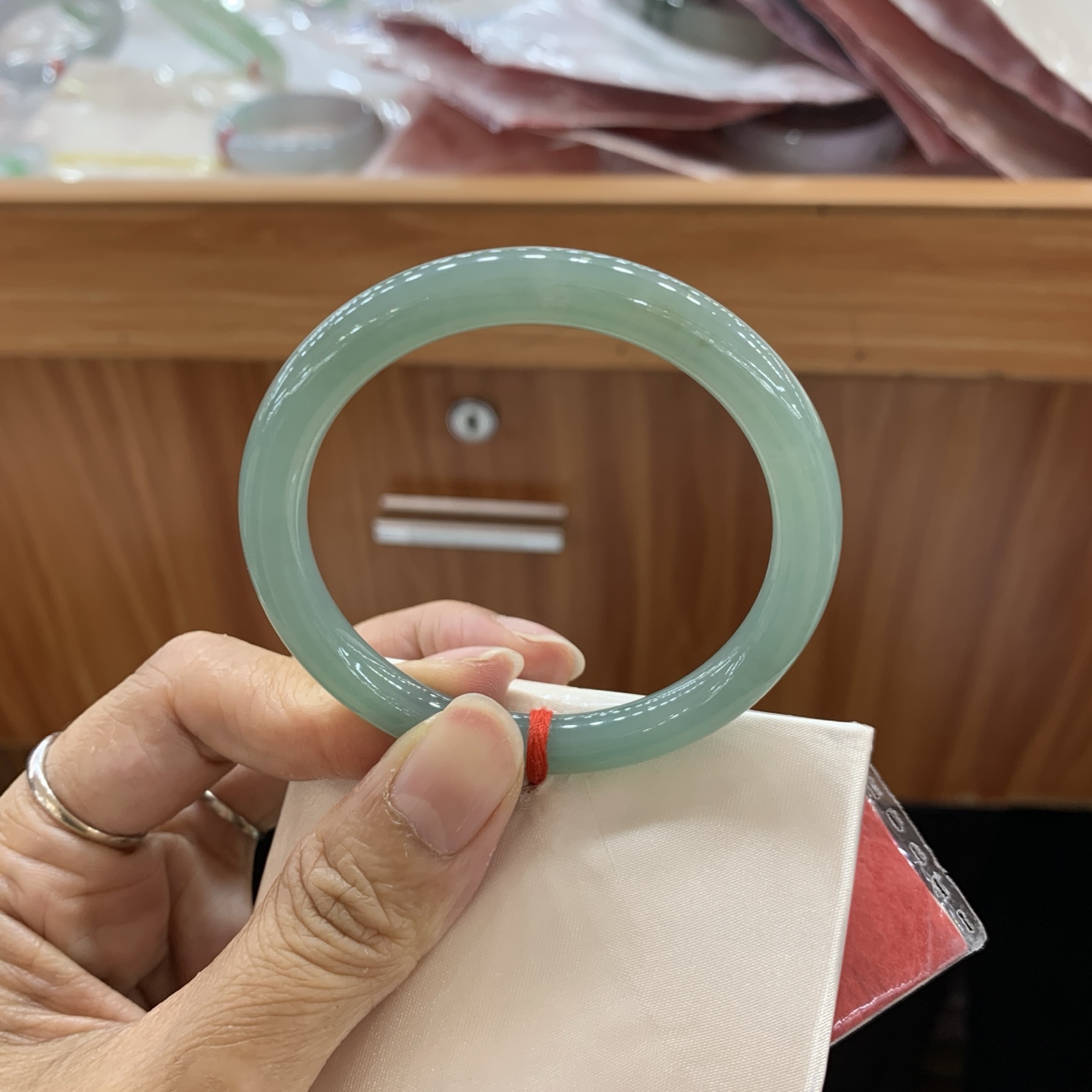 042003FN蓝水小圆条翡翠手镯52-7.3-7.1