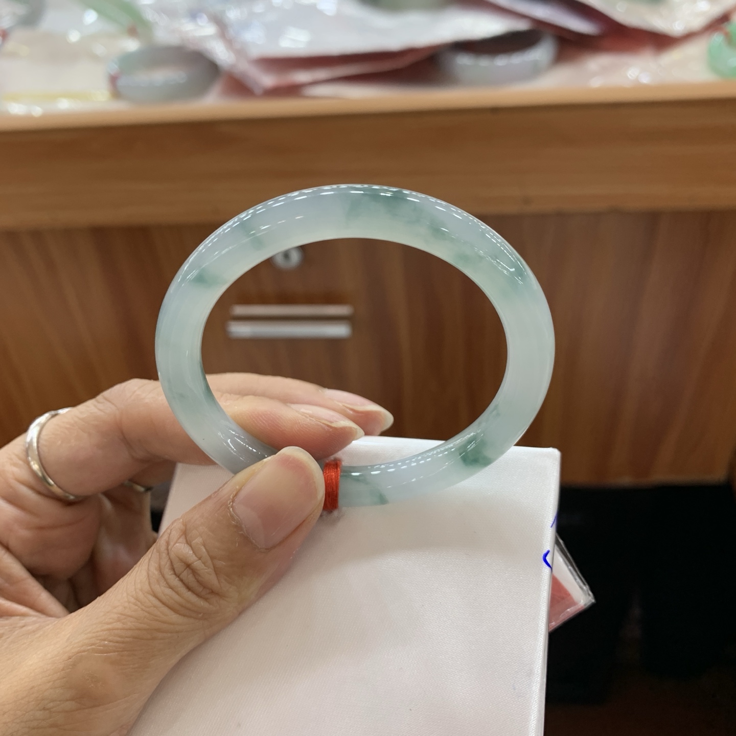 042009FN飘花贵妃翡翠手镯53.2-46.5-7.6