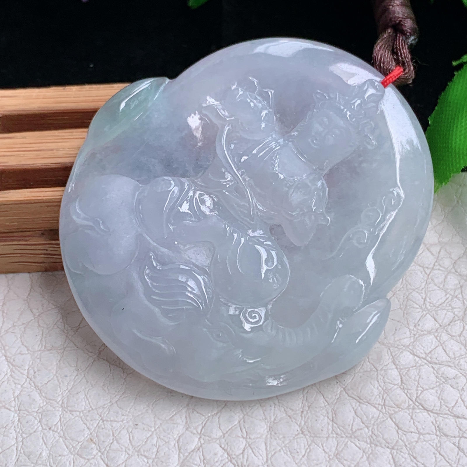 Bg实拍49.5*45.5*6缅甸翡翠冰润普贤观音菩萨