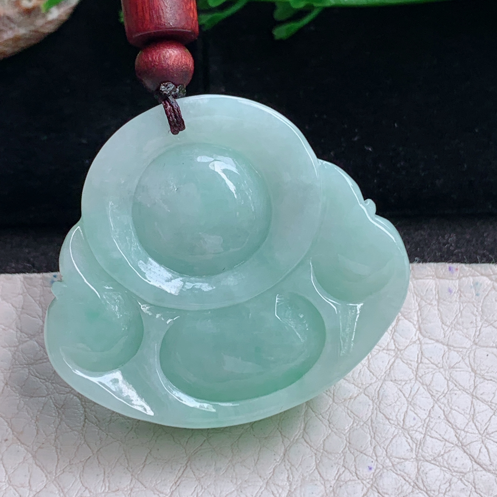 zen实拍36.5*41.3*13.3缅甸翡翠青绿色佛公吊坠开心弥勒佛像项坠