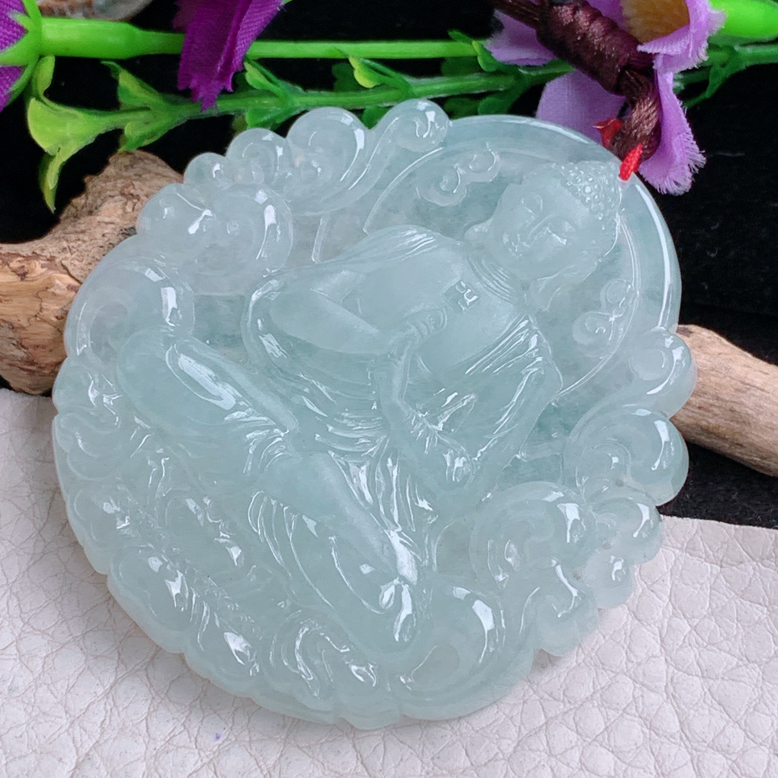 bg实拍57*53.2*8.8缅甸翡翠a货精雕冰晴厚装大日如来佛祖玉吊坠 玉挂件