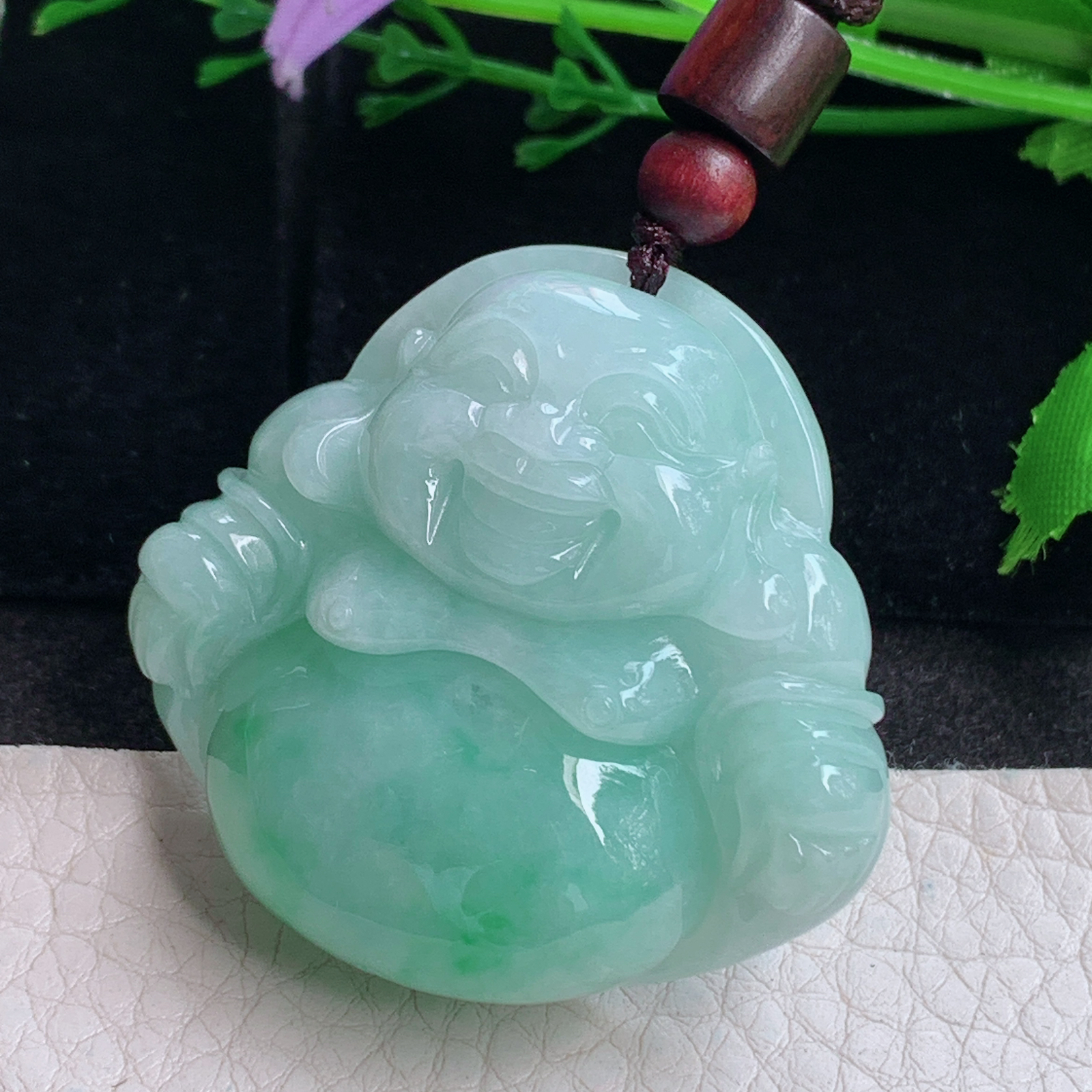 zen实拍42*43.8*12.5缅甸翡翠青绿佛公吊坠大肚弥勒佛玉坠