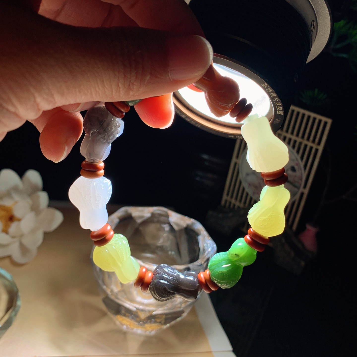 新疆和田玉多宝白菜手串 单颗尺寸19/13/！玉质细腻油润 底色纯净 脂粉好，品质好。lt260420