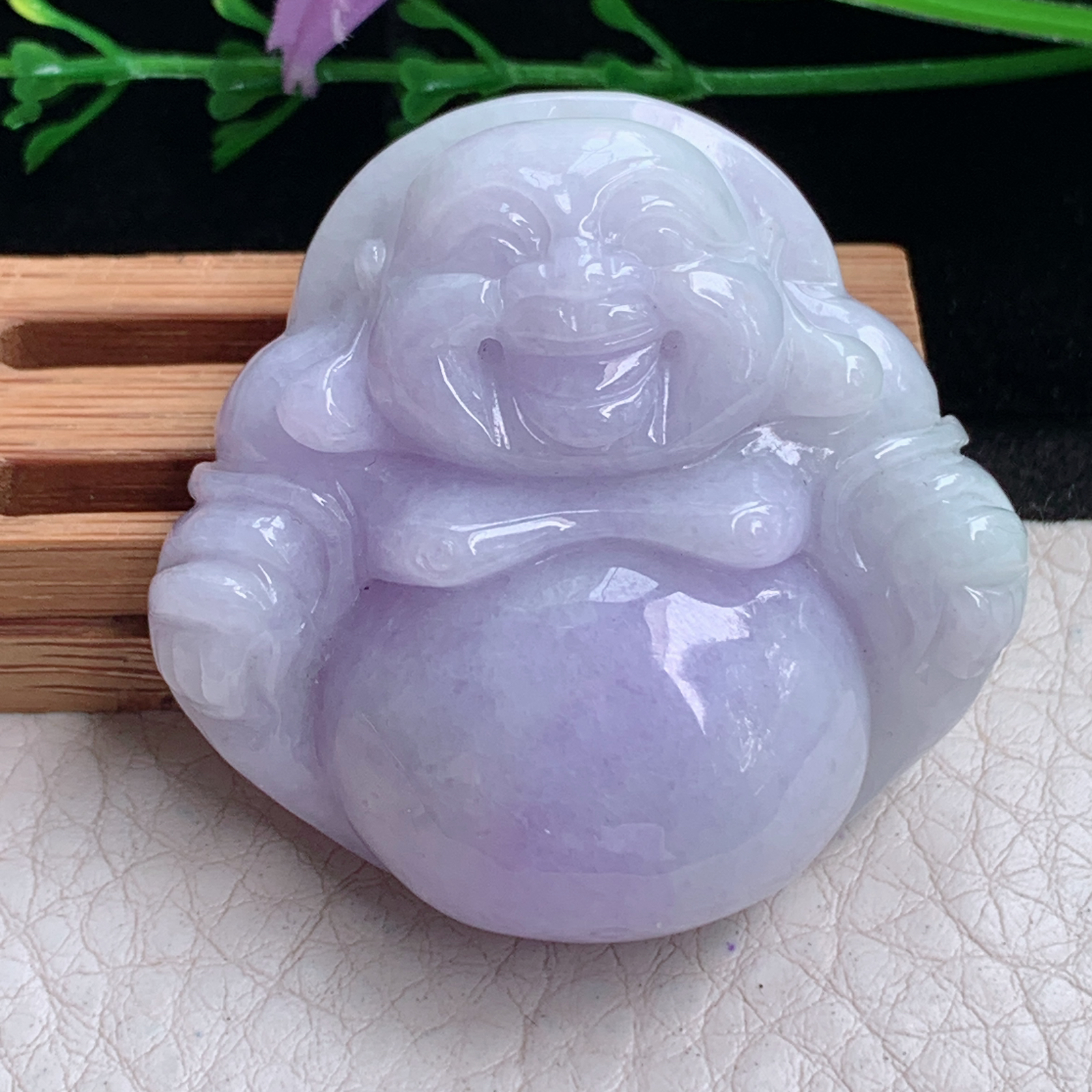 zen实拍42*44*13.5缅甸翡翠紫罗兰大佛公吊坠大肚弥勒佛毛衣坠