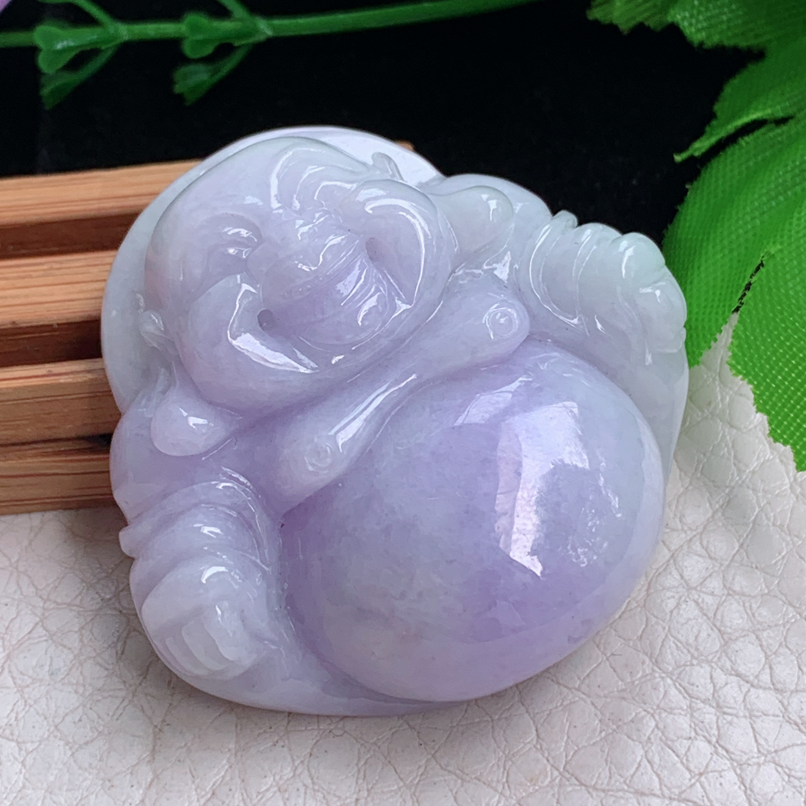 zen实拍42*44*13.5缅甸翡翠紫罗兰大佛公吊坠大肚弥勒佛毛衣坠