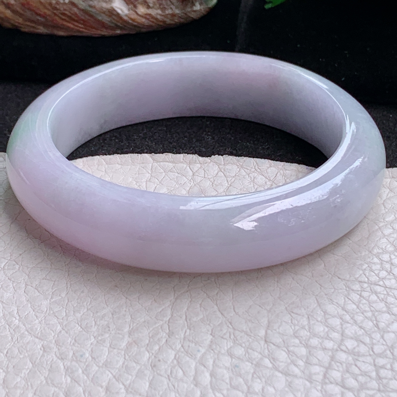 jm实拍57*14.6*8.2平安镯 天然缅甸翡翠a货手镯淡春带彩正圈玉镯子