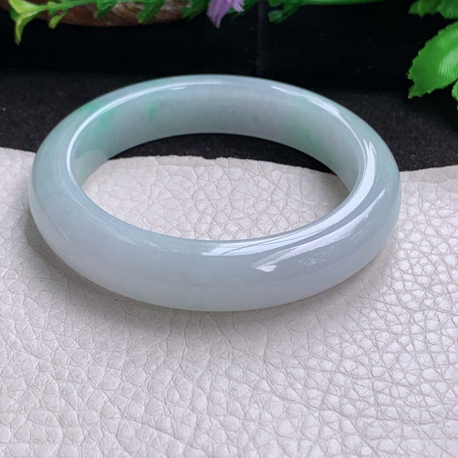 fx实拍54*12.5*9平安镯 天然缅甸翡翠a货手镯女款冰润飘绿正圈玉镯子