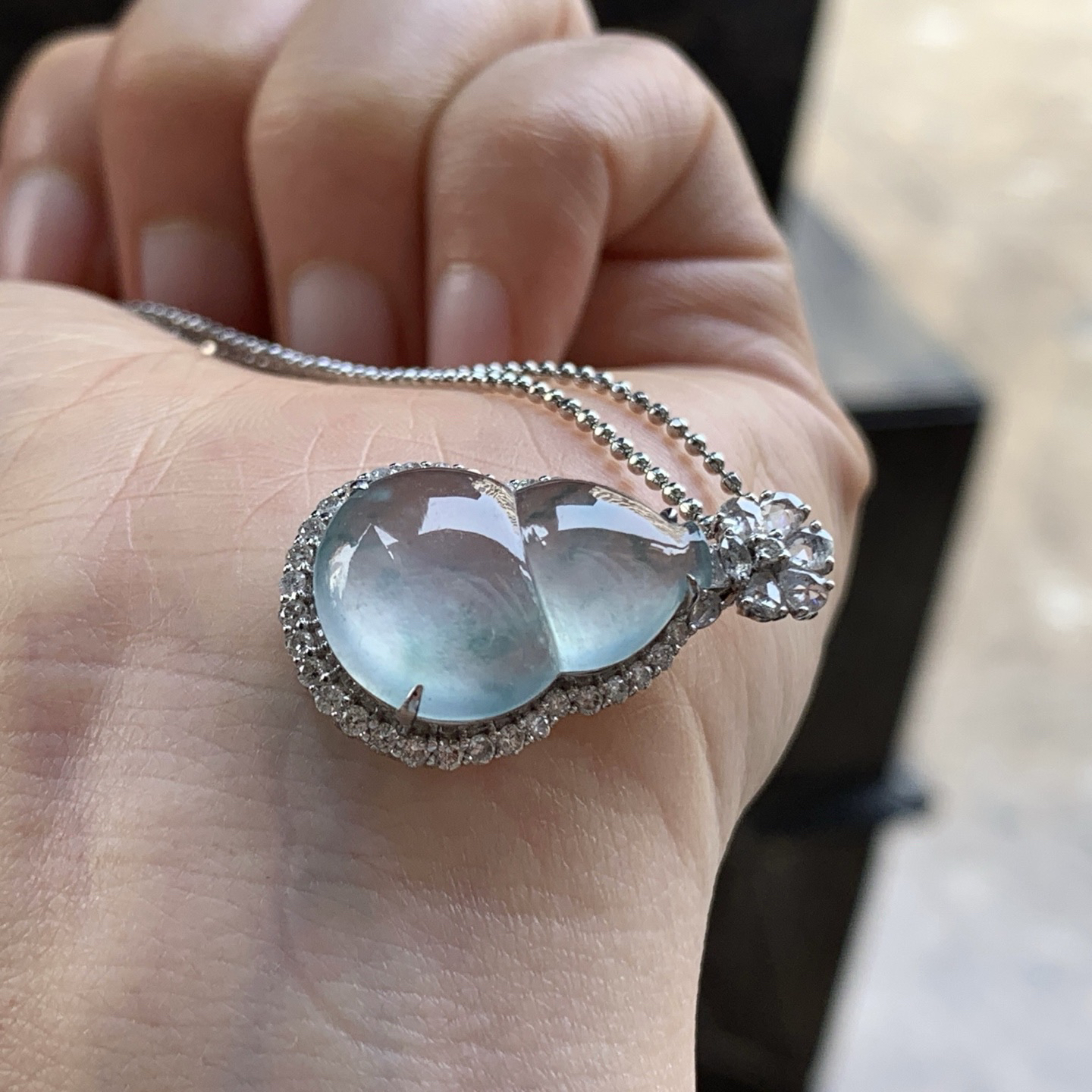 金钻镶嵌冰蓝花葫芦^_^透亮