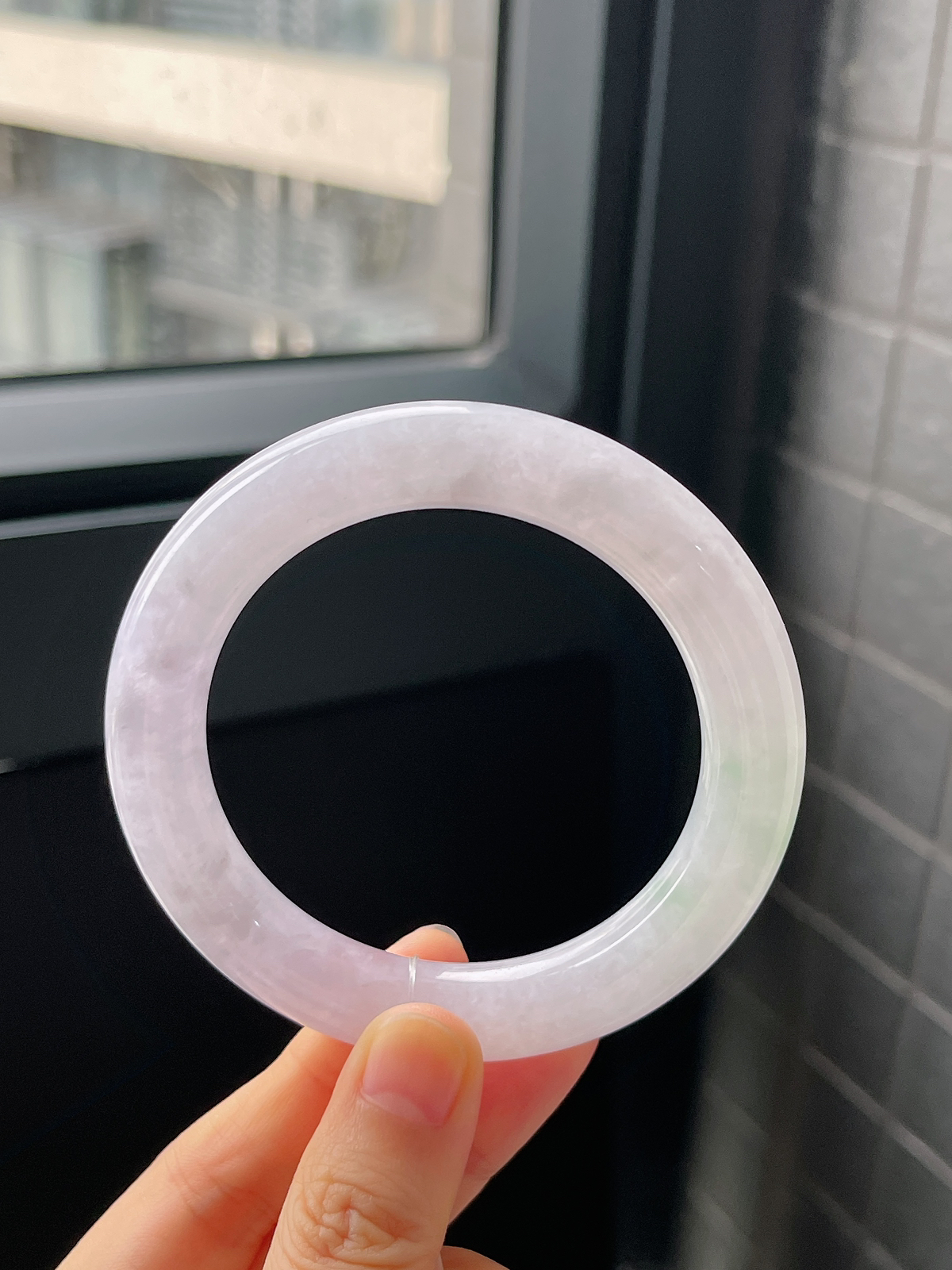 圆镯55.2圈口，翡翠冰糯种春带彩手镯