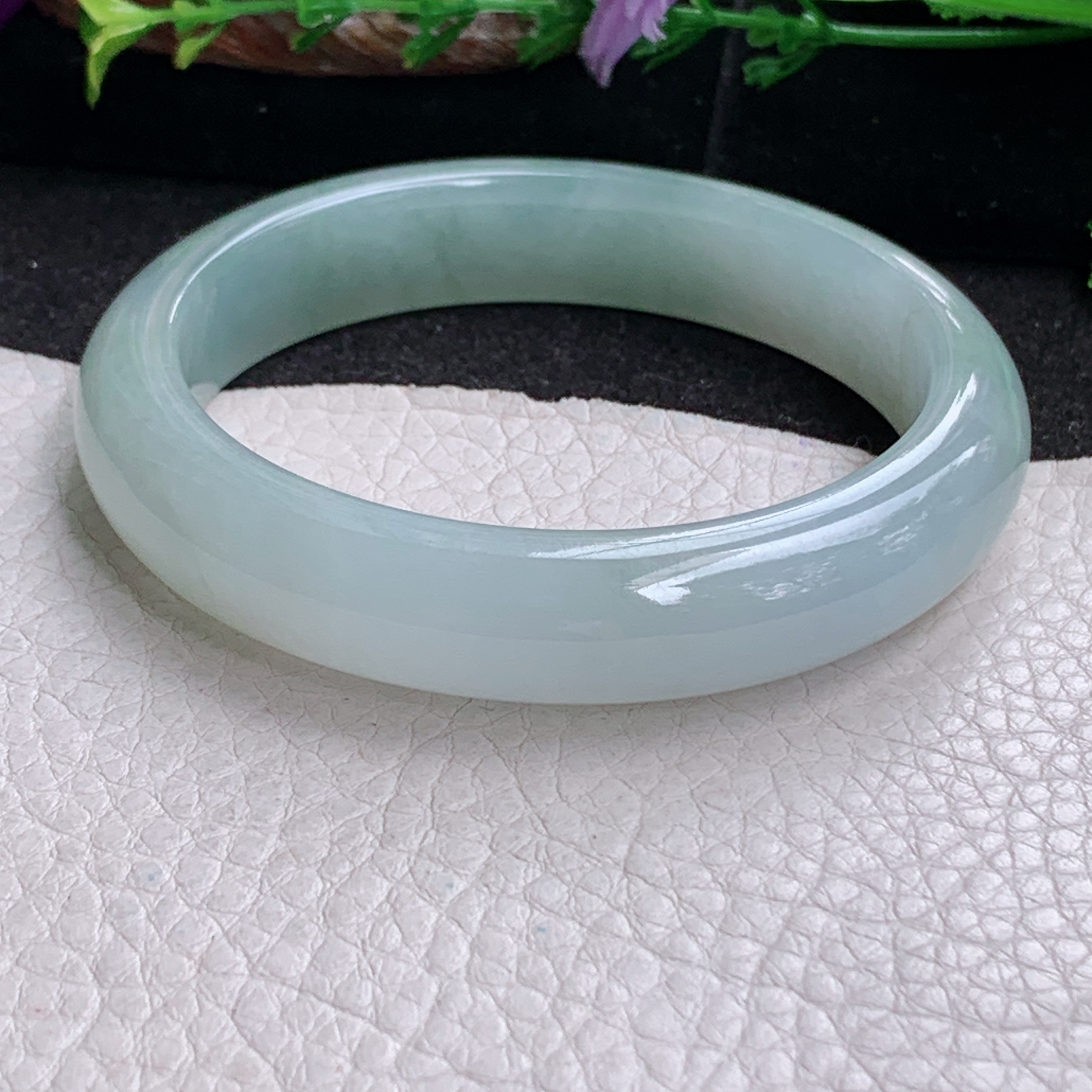 z实拍57*12.3*8.3平安镯 天然缅甸翡翠a货手镯女款晴底飘花正圈玉镯子