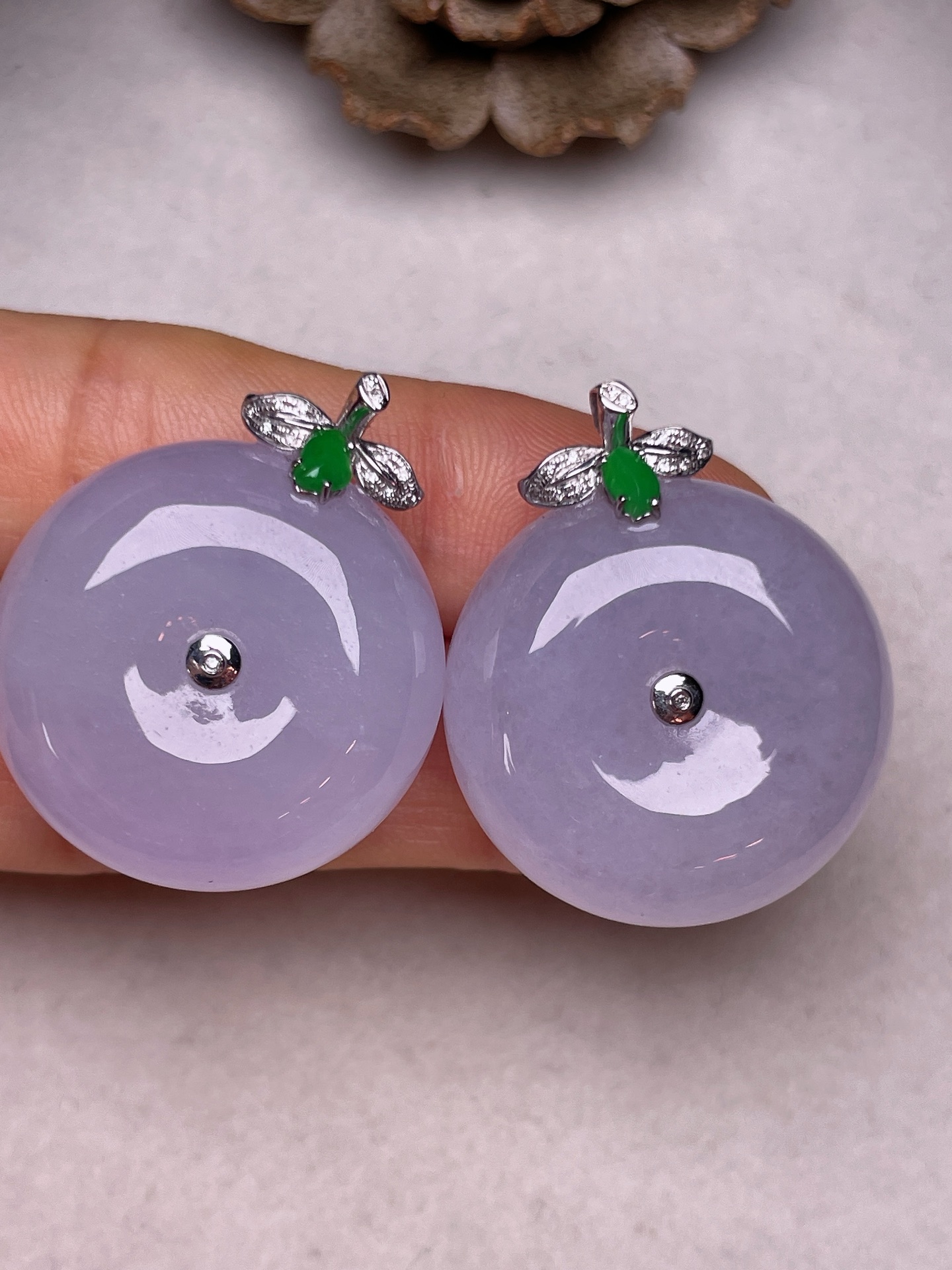 ️ 【18K金镶平安扣】冰糯种满紫无裂一手货源裸石尺寸24.8/12.3整体长30