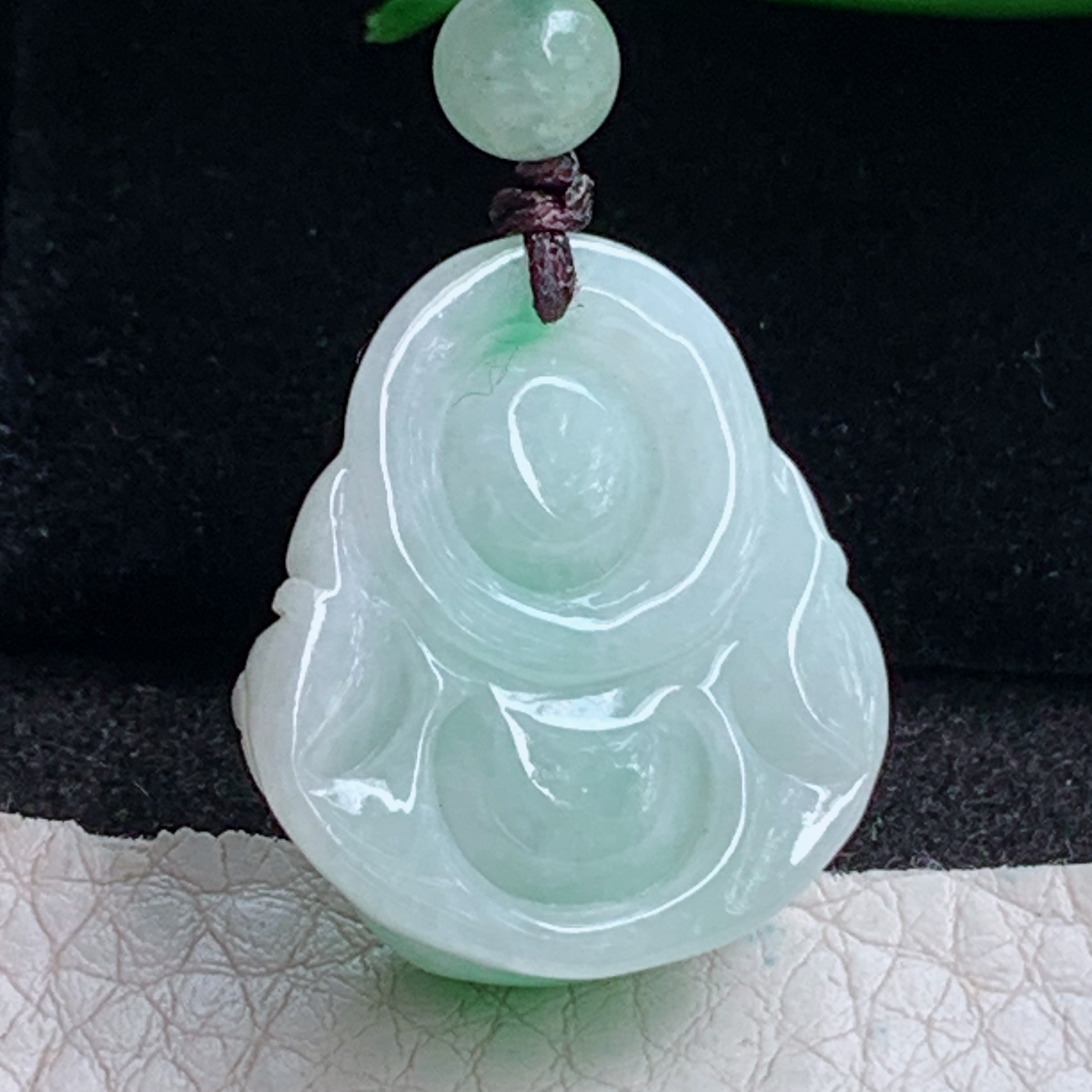 zen实拍26*23.3*11缅甸翡翠飘绿小佛公吊坠大肚弥勒佛宝宝玉坠