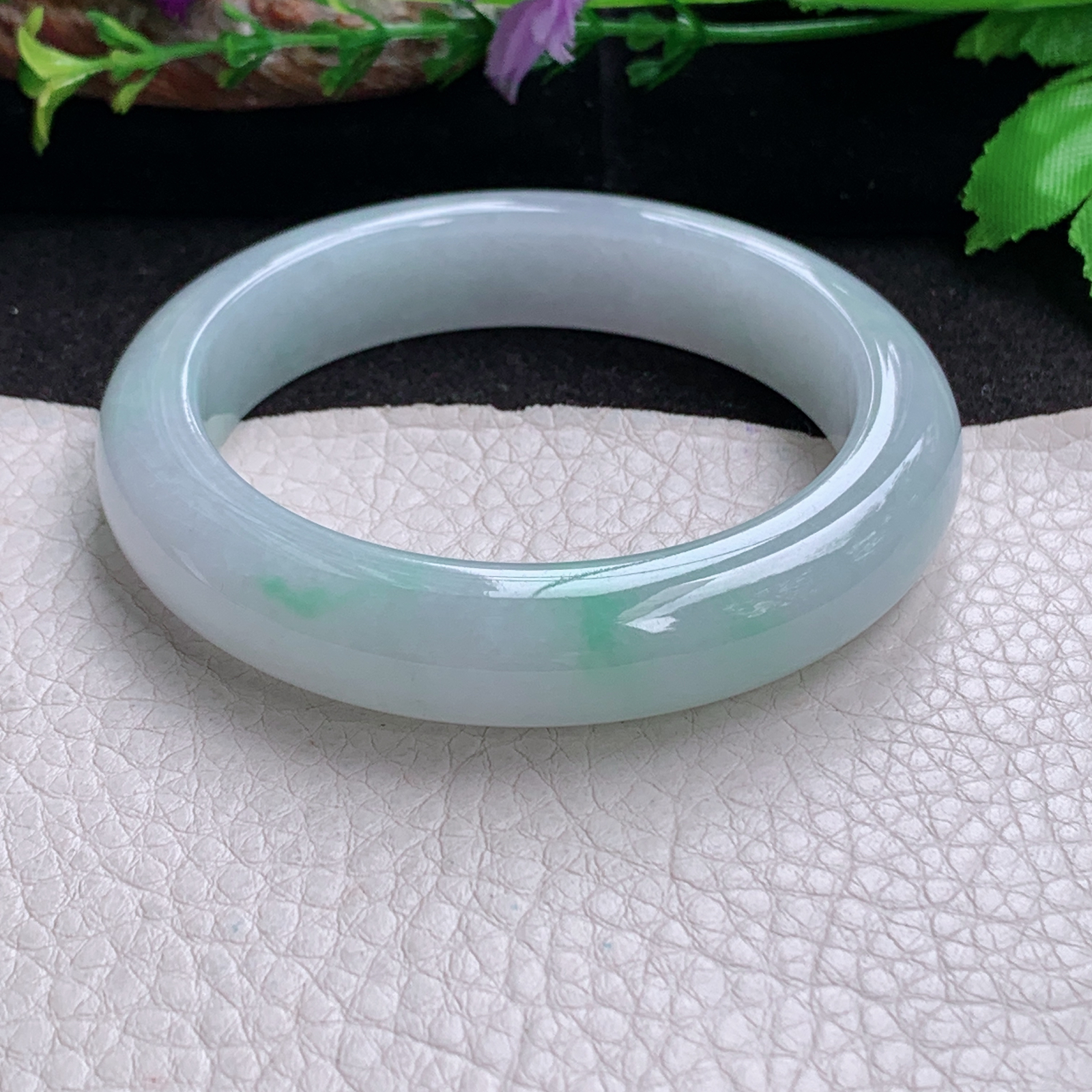 fx实拍54*12.5*9平安镯 天然缅甸翡翠a货手镯女款冰润飘绿正圈玉镯子