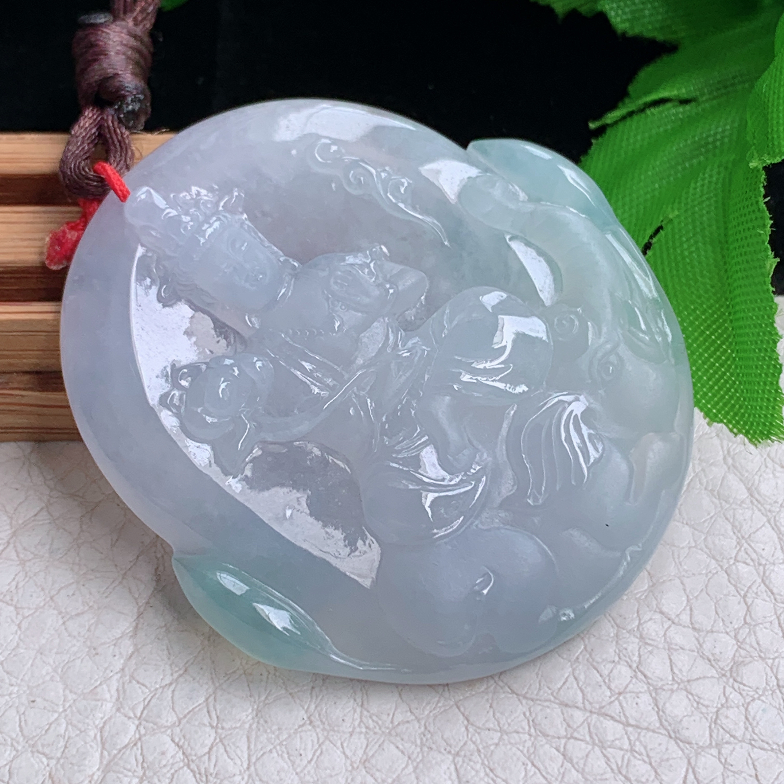 Bg实拍49.5*45.5*6缅甸翡翠冰润普贤观音菩萨