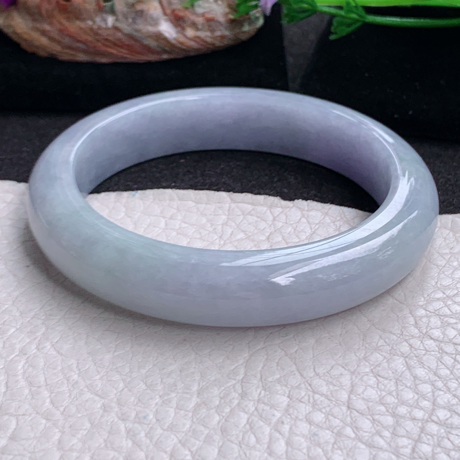 jm实拍56*12.5*9平安镯 天然缅甸翡翠a货水润紫罗兰正圈玉镯子