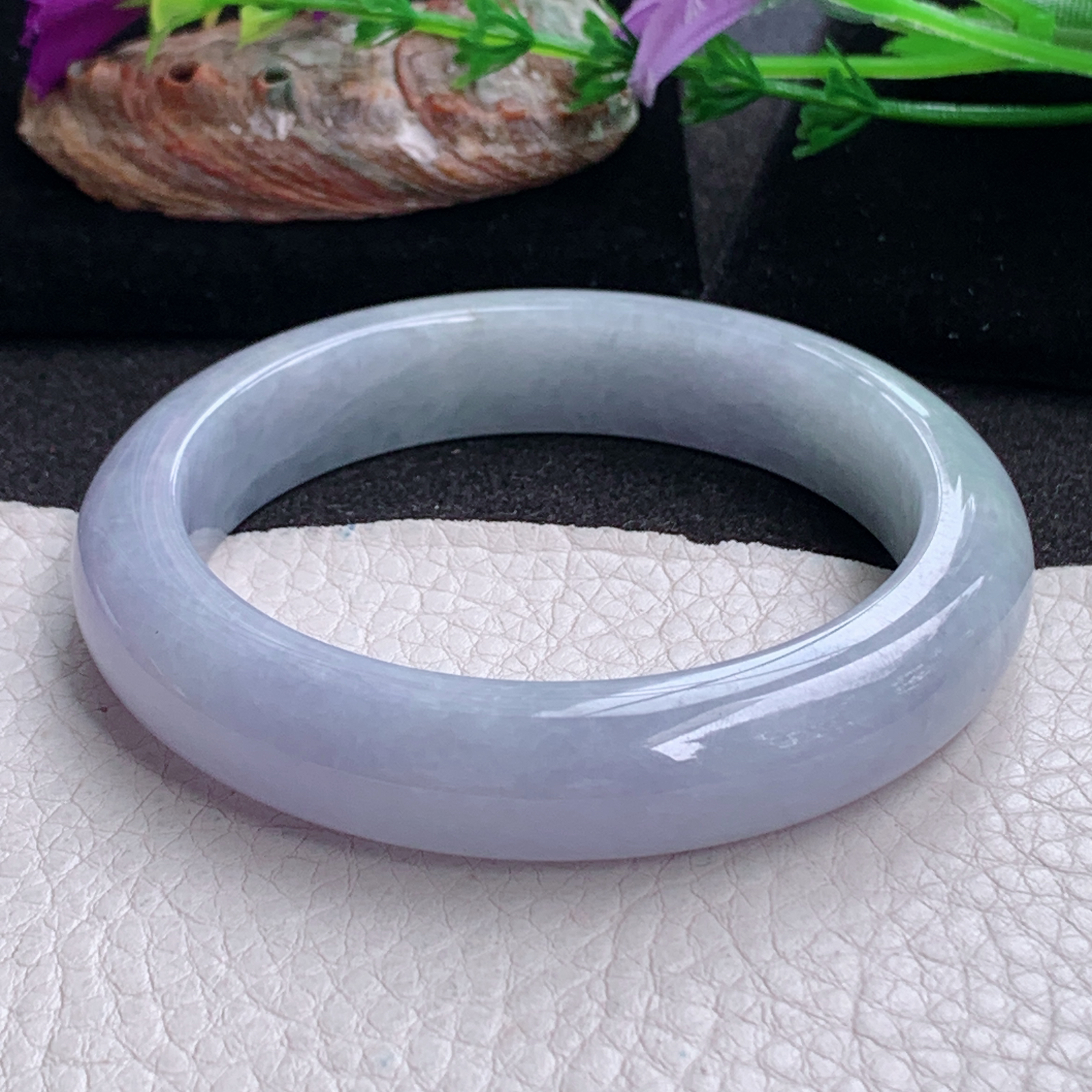 jm实拍56*12.5*9平安镯 天然缅甸翡翠a货水润紫罗兰正圈玉镯子