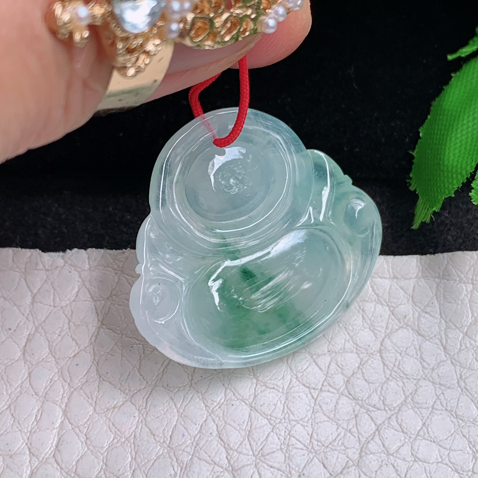 zen实拍26.8*30.3*5缅甸翡翠冰透飘花佛公吊坠弥勒佛玉坠