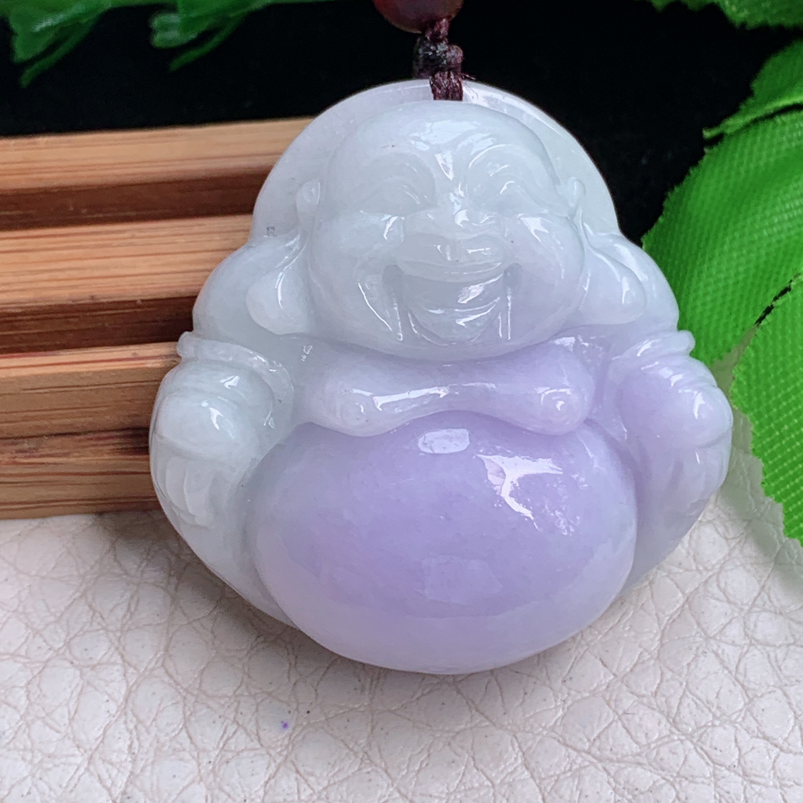 zen实拍36*35.5*12.3缅甸翡翠紫罗兰佛公吊坠大肚弥勒佛像项坠