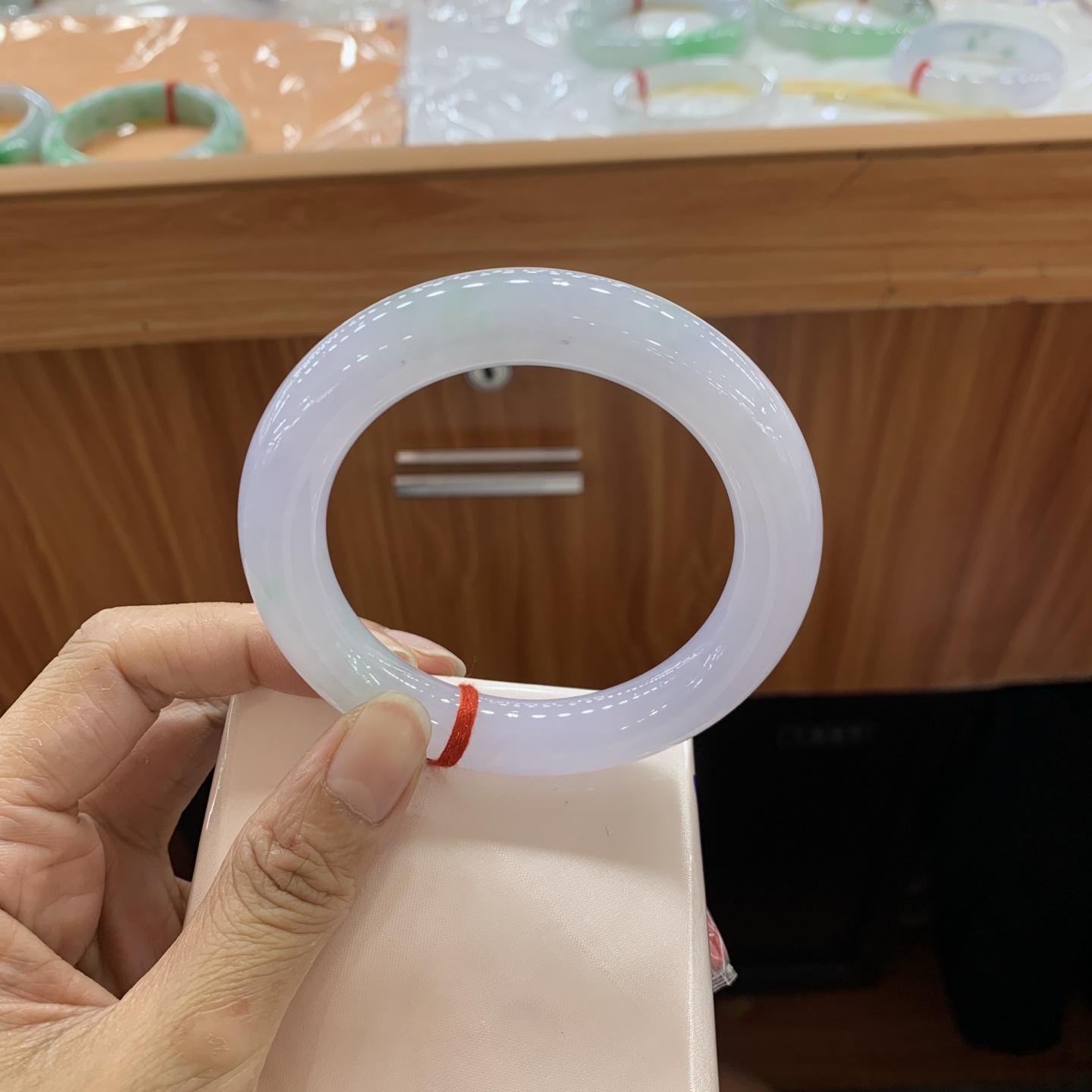 042119GX冰春彩圆条翡翠手镯57.4-11-12