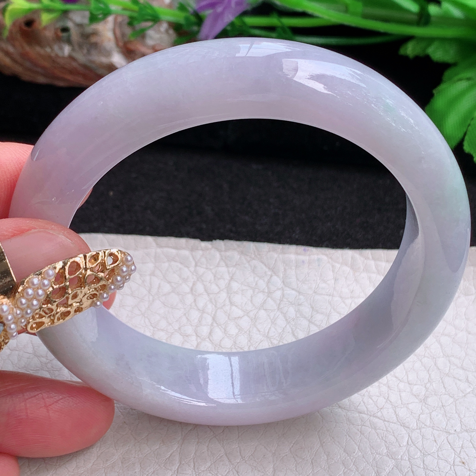 jm实拍57*14.6*8.2平安镯 天然缅甸翡翠a货手镯淡春带彩正圈玉镯子