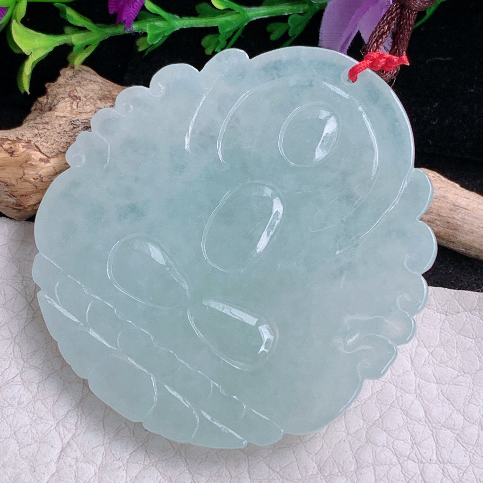 bg实拍57*53.2*8.8缅甸翡翠a货精雕冰晴厚装大日如来佛祖玉吊坠 玉挂件