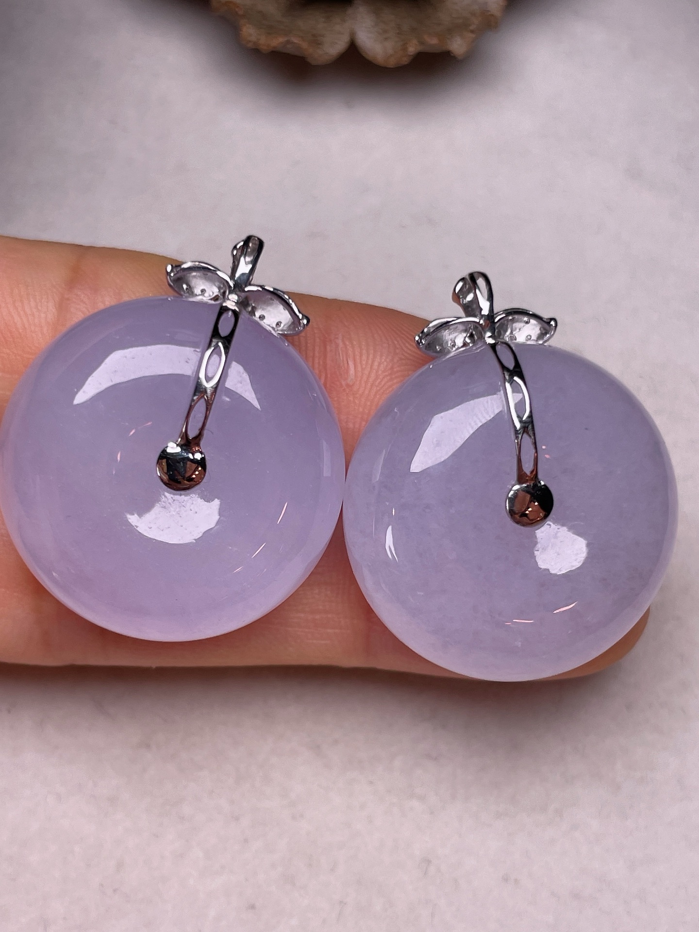 ️ 【18K金镶平安扣】冰糯种满紫无裂一手货源裸石尺寸24.8/12.3整体长30