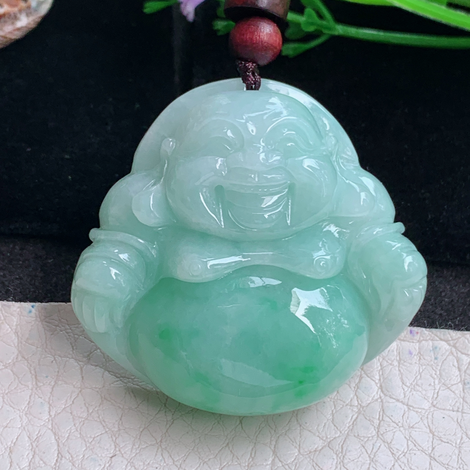 zen实拍42*43.8*12.5缅甸翡翠青绿佛公吊坠大肚弥勒佛玉坠