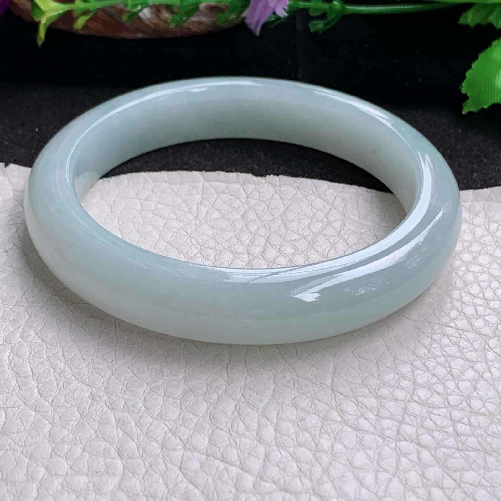 zjf大圈口60*12.5*9平安镯 天然缅甸翡翠a货手镯女款浅绿正圈玉镯子