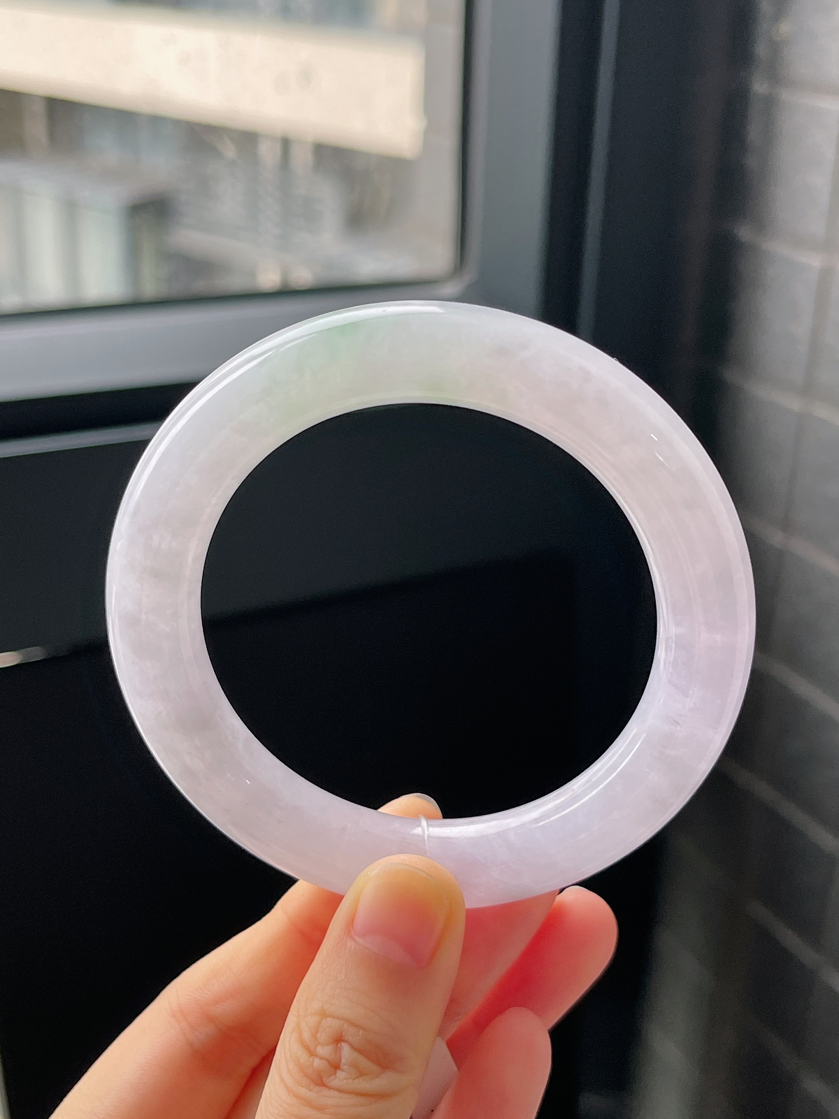 圆镯55.2圈口，翡翠冰糯种春带彩手镯