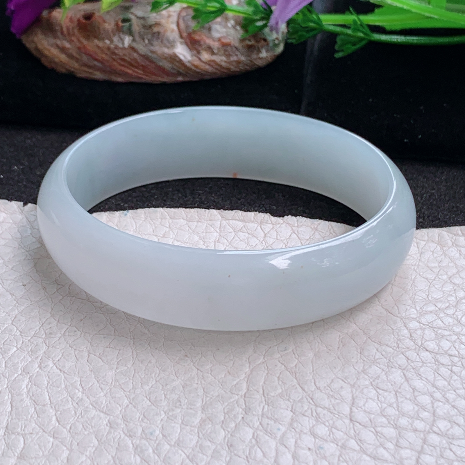 jm实拍57*53*15.7*7轮胎招财贵妃镯 天然缅甸翡翠a货冰洒金蛋形玉镯