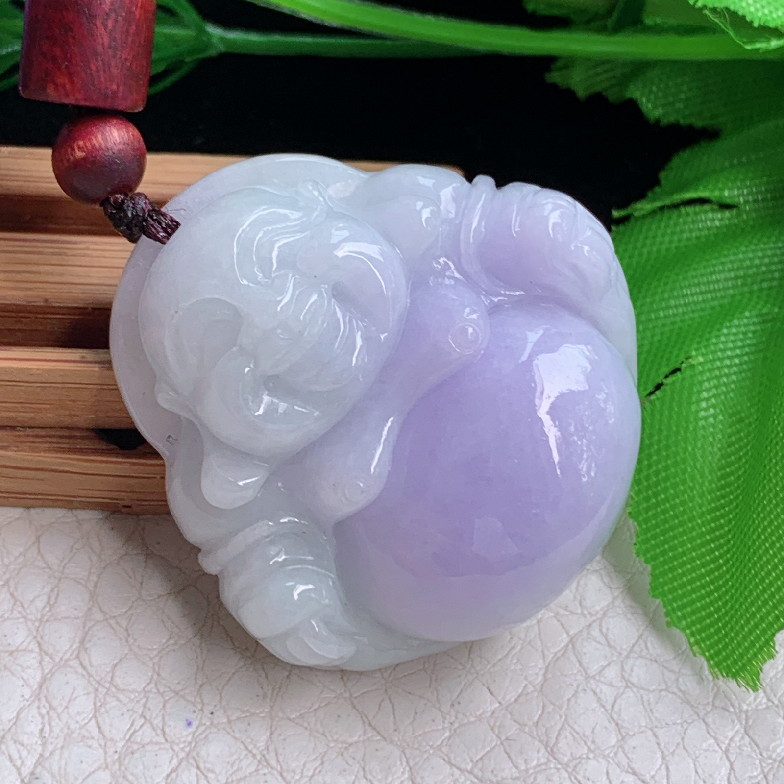 zen实拍36*35.5*12.3缅甸翡翠紫罗兰佛公吊坠大肚弥勒佛像项坠