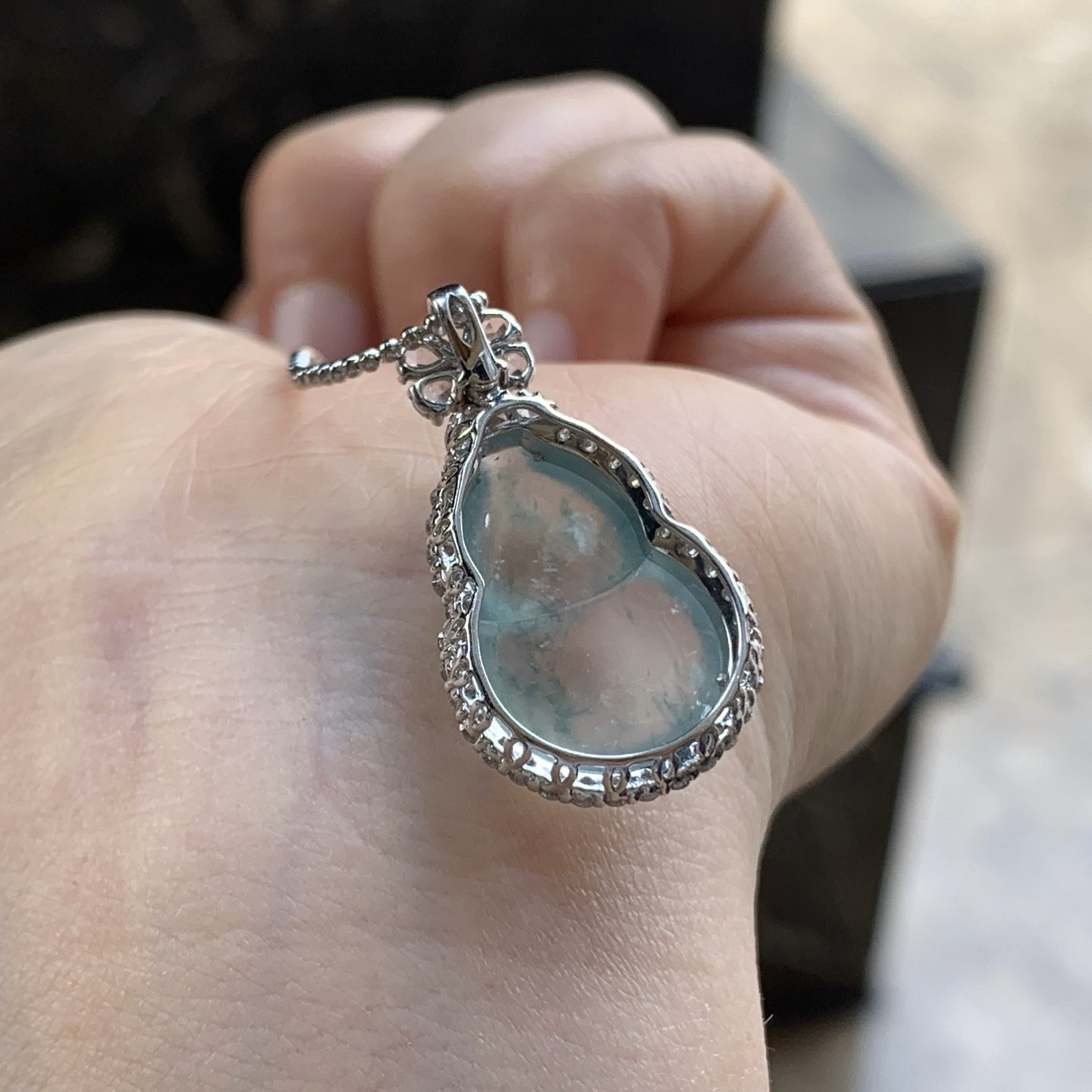 金钻镶嵌冰蓝花葫芦^_^透亮