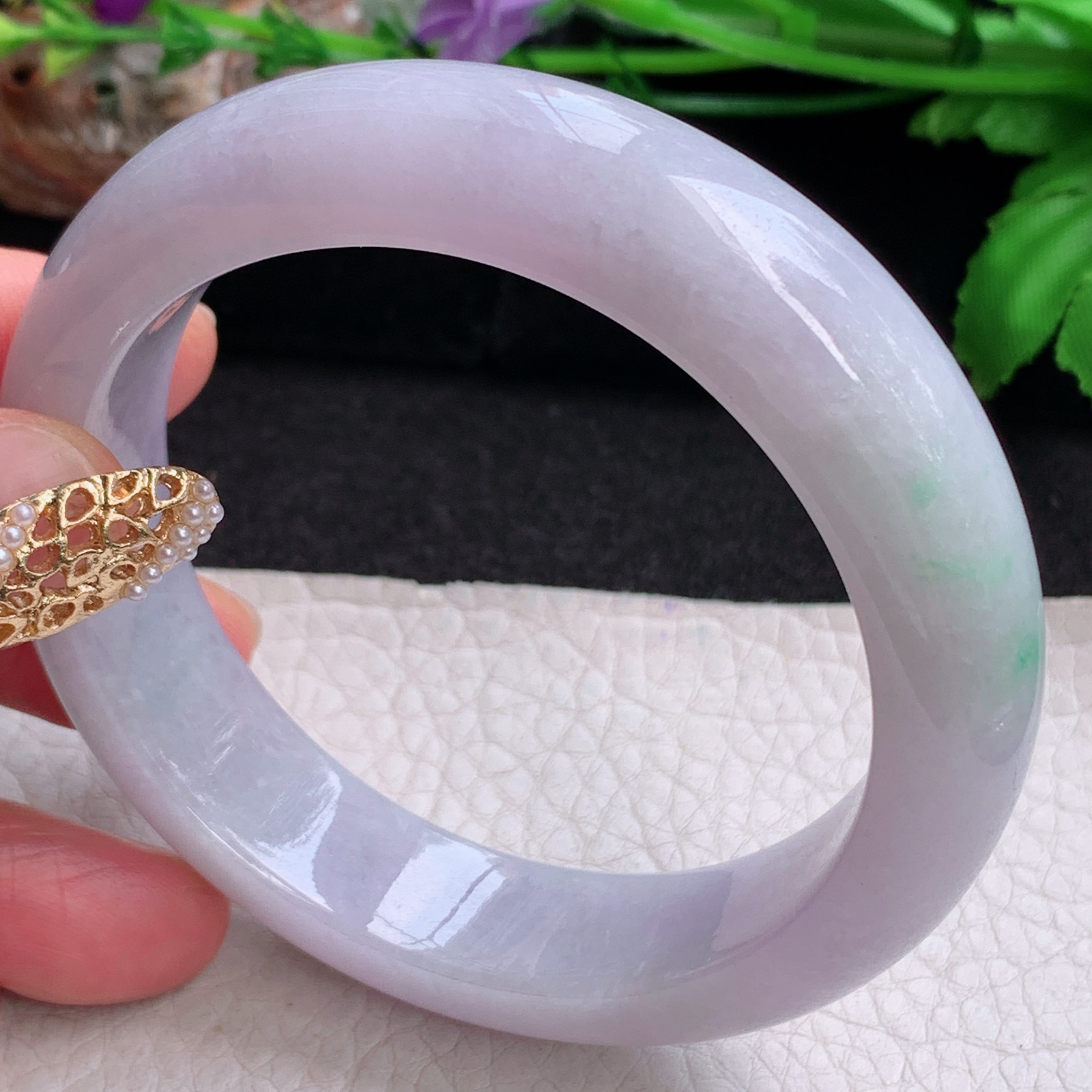 jm实拍57*14.6*8.2平安镯 天然缅甸翡翠a货手镯淡春带彩正圈玉镯子