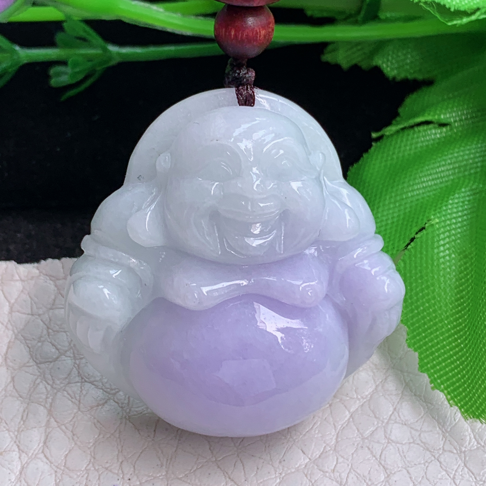 zen实拍36*35.5*12.3缅甸翡翠紫罗兰佛公吊坠大肚弥勒佛像项坠