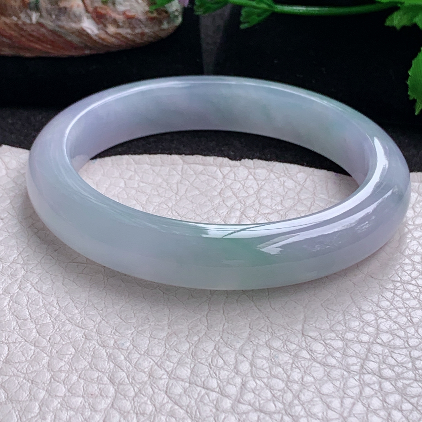 r实拍57.5*11.6*8.8平安镯 天然缅甸翡翠a货冰紫底飘花正圈玉镯子