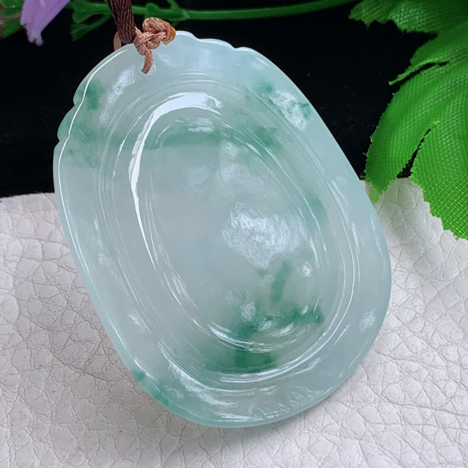 Bg实拍51.3*40.6*6.3缅甸翡翠冰飘花招财鼠吊坠生肖老鼠玉坠