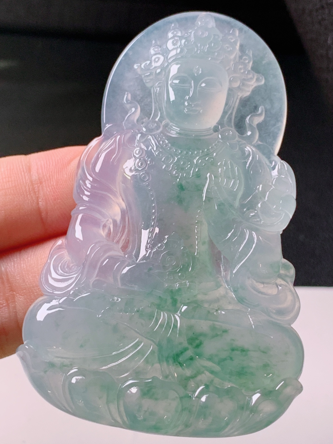 ️ 冰种飘花度母，无裂冰透品相好，裸石71.5-43.8-6.1