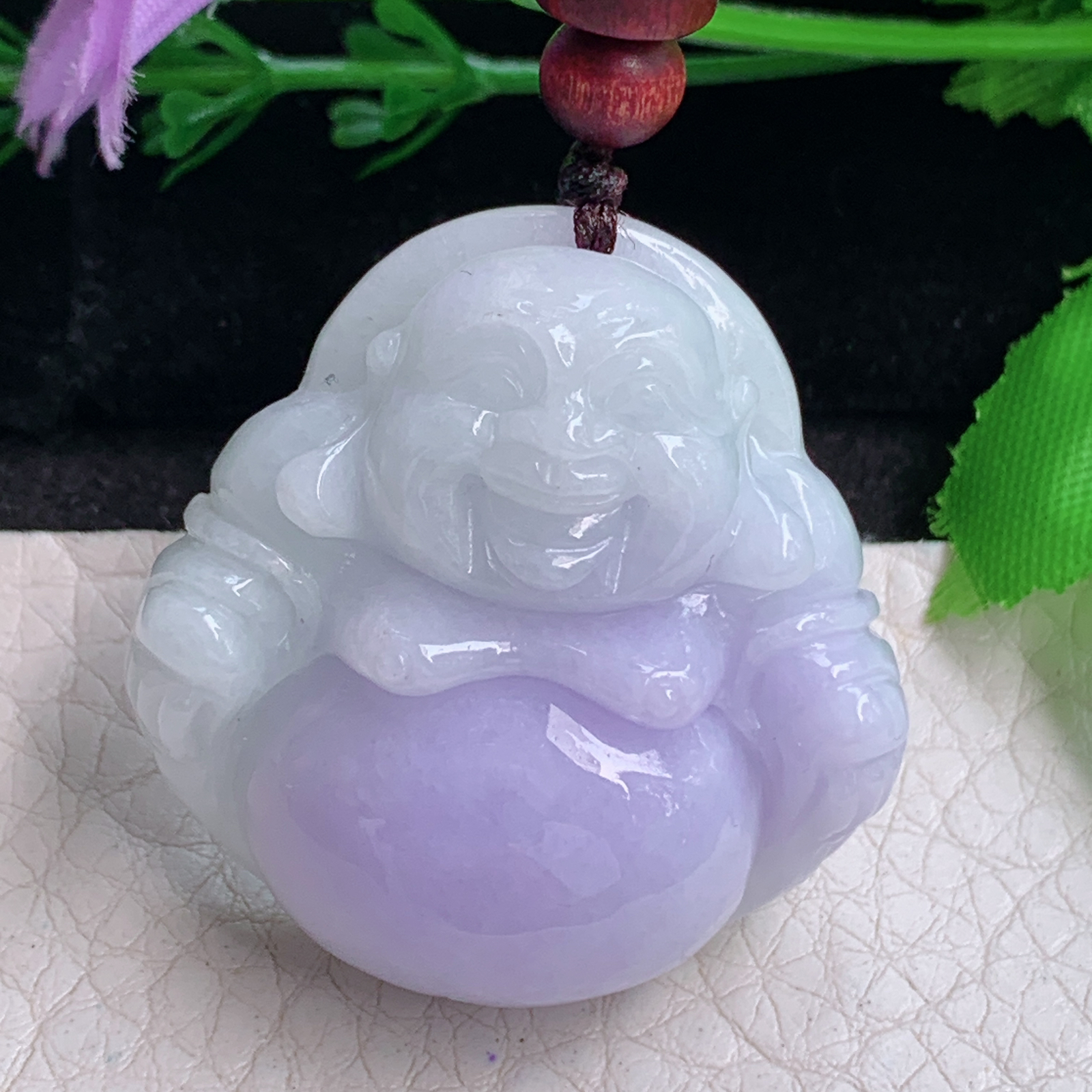 zen实拍36*35.5*12.3缅甸翡翠紫罗兰佛公吊坠大肚弥勒佛像项坠