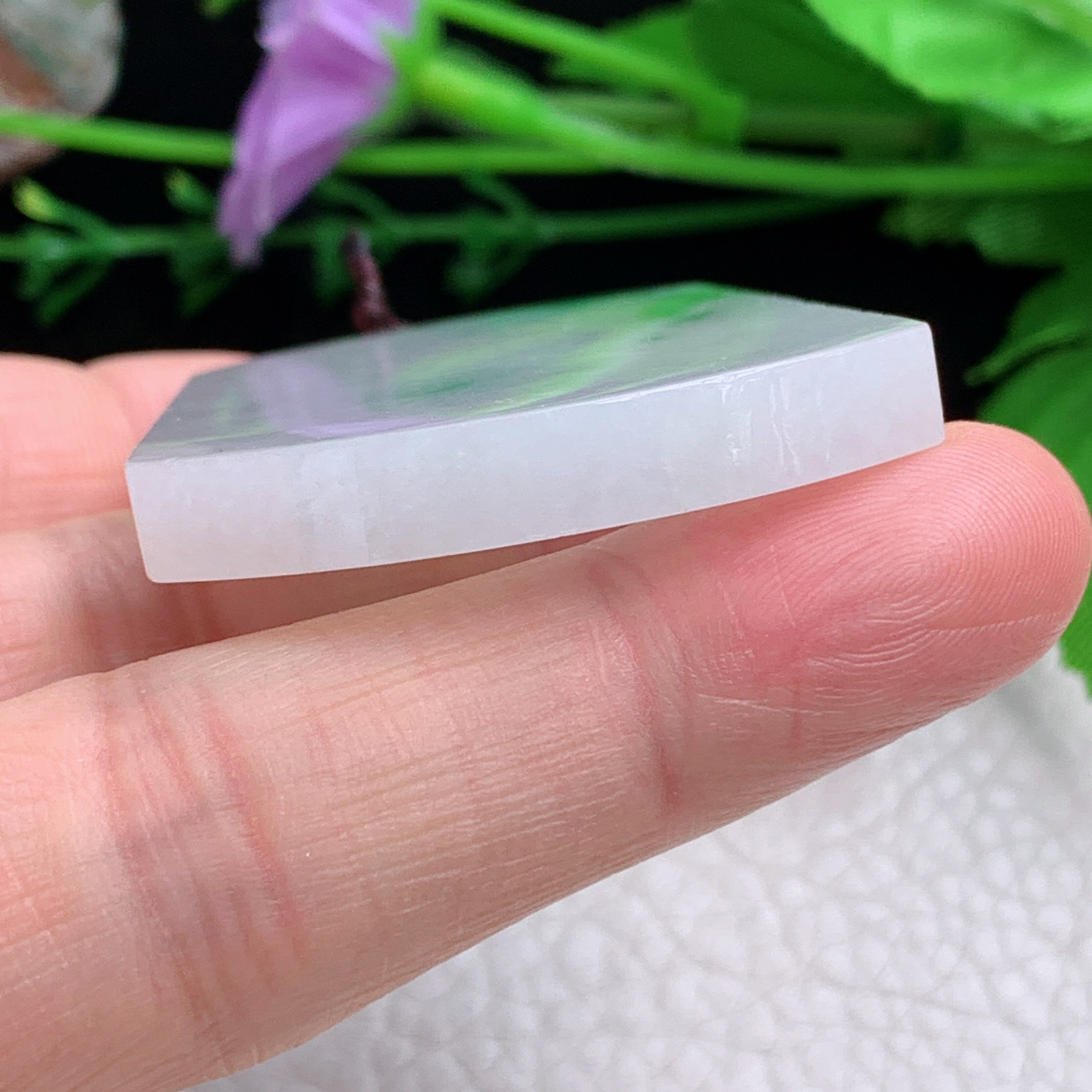 zen实拍53*37.8*6缅甸翡翠飘绿平安无事牌吊坠