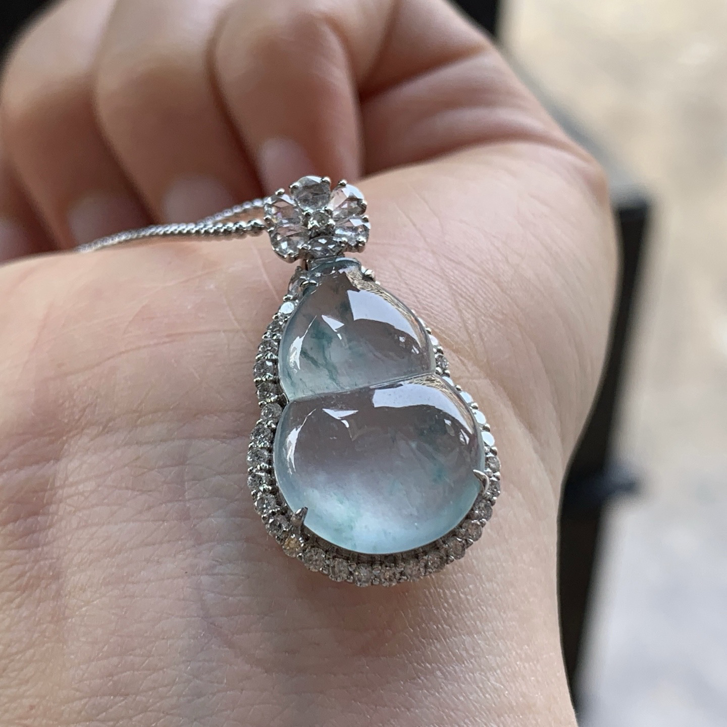 金钻镶嵌冰蓝花葫芦^_^透亮