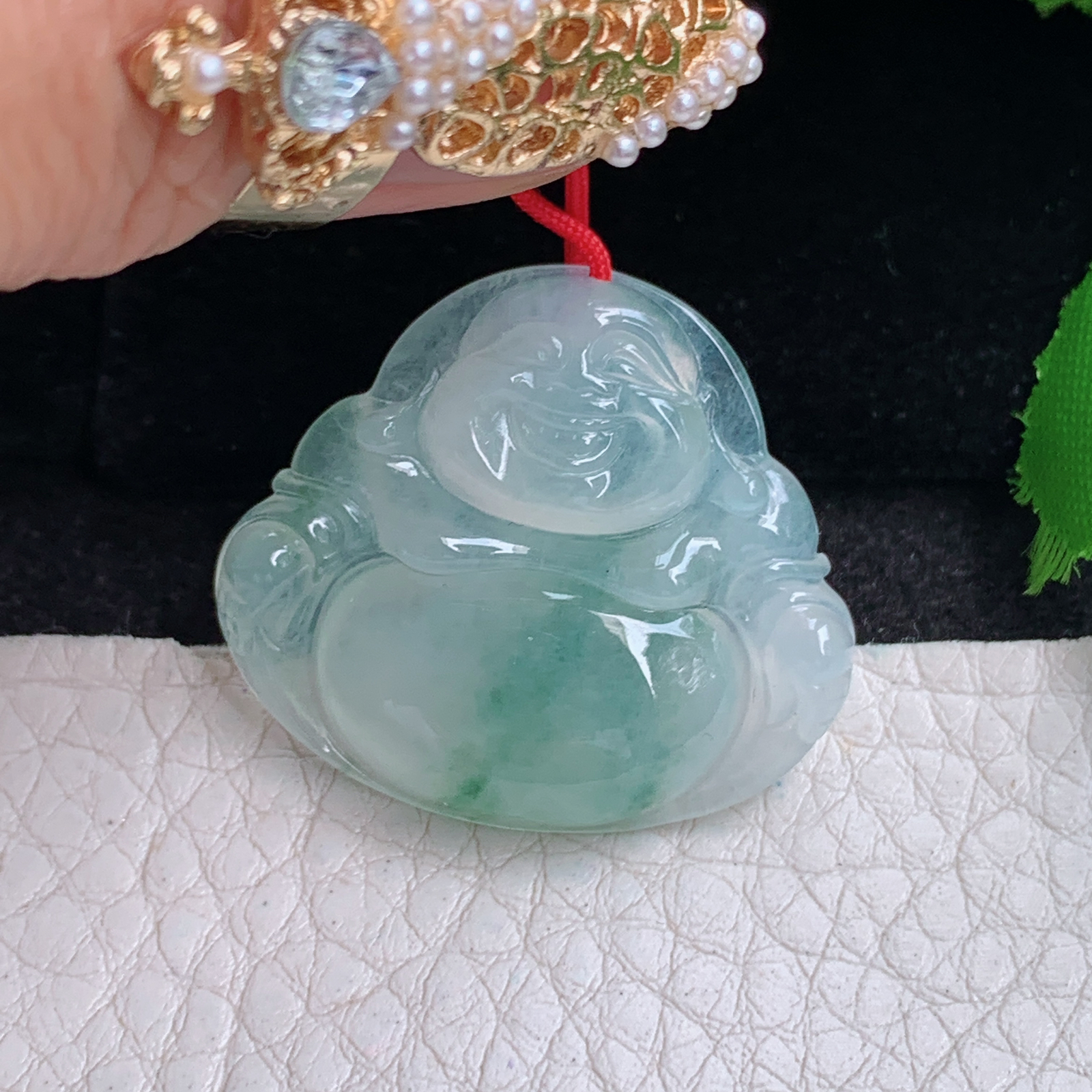 zen实拍26.8*30.3*5缅甸翡翠冰透飘花佛公吊坠弥勒佛玉坠