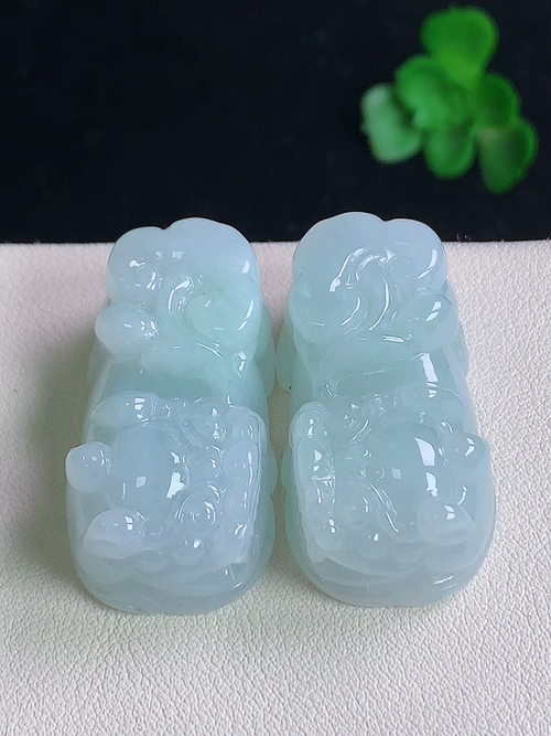 一对，老种貔貅，无裂，尺寸34.4/18.4/12.3，№:y203966