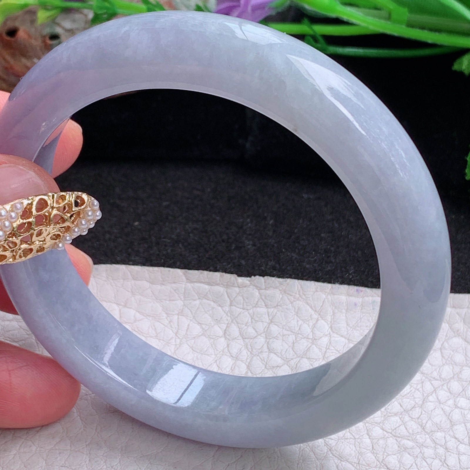 jm实拍56*12.5*9平安镯 天然缅甸翡翠a货水润紫罗兰正圈玉镯子