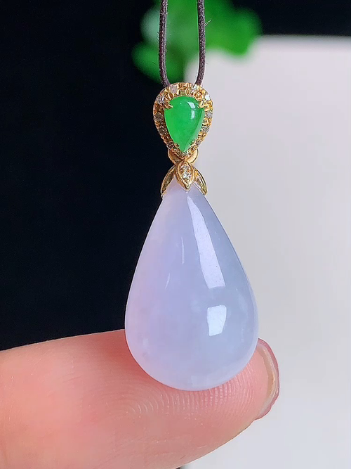 18k金镶淡紫水滴，无裂，尺寸17.3/10.6/5.4，№:y20fx  18