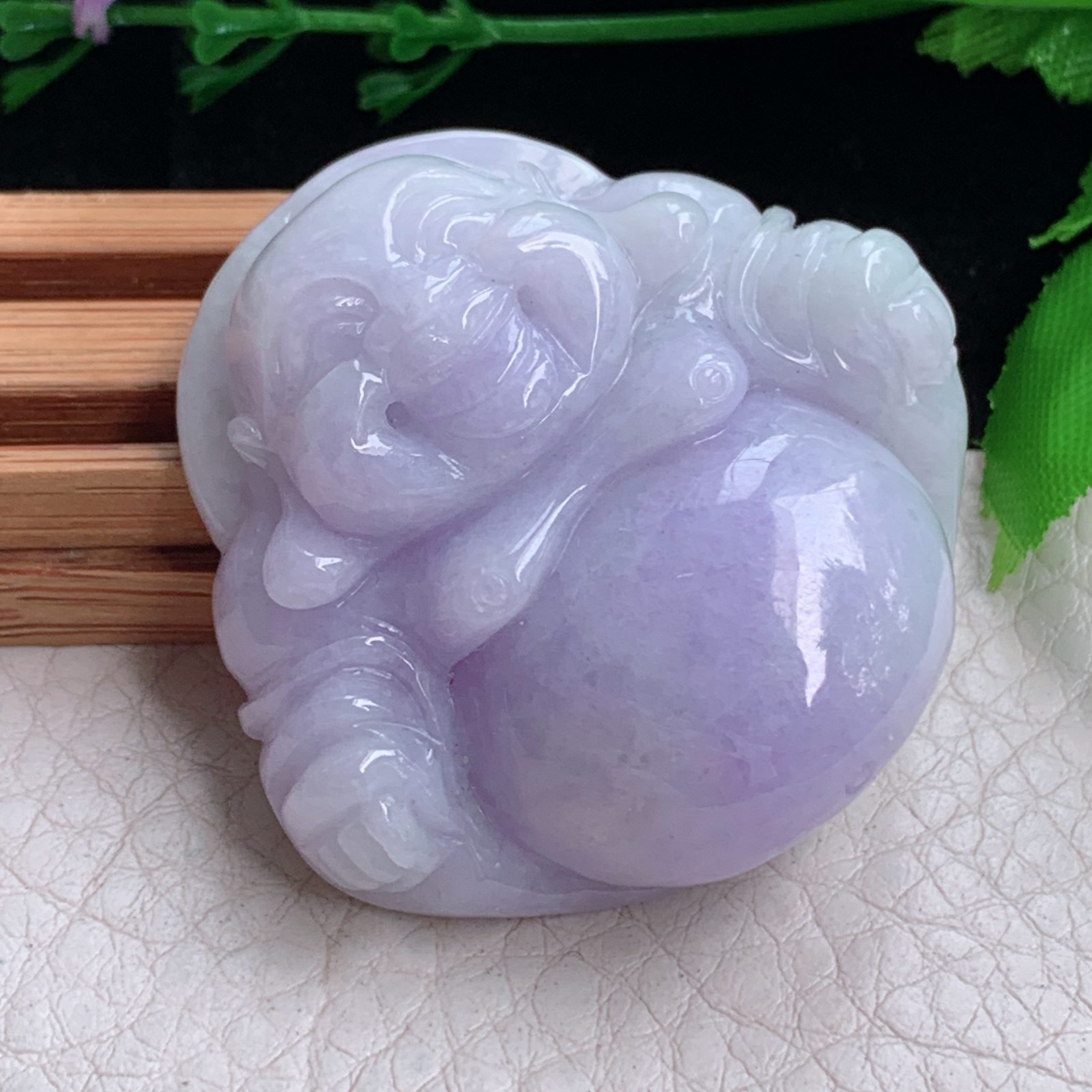 zen实拍42*44*13.5缅甸翡翠紫罗兰大佛公吊坠大肚弥勒佛毛衣坠